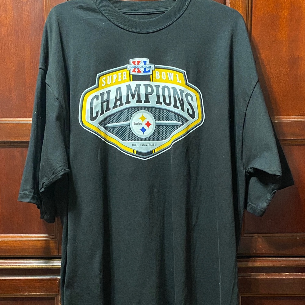 Reebok 2XL Super Bowl Steeler Champions 40th Anniversary Black T-Shirt
